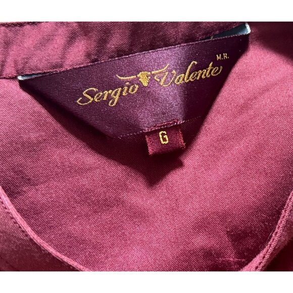 Vintage SERGIO VALENTE 1980s Asymmetrical Round Collar Shirt Top Sz S - Picture 7 of 8